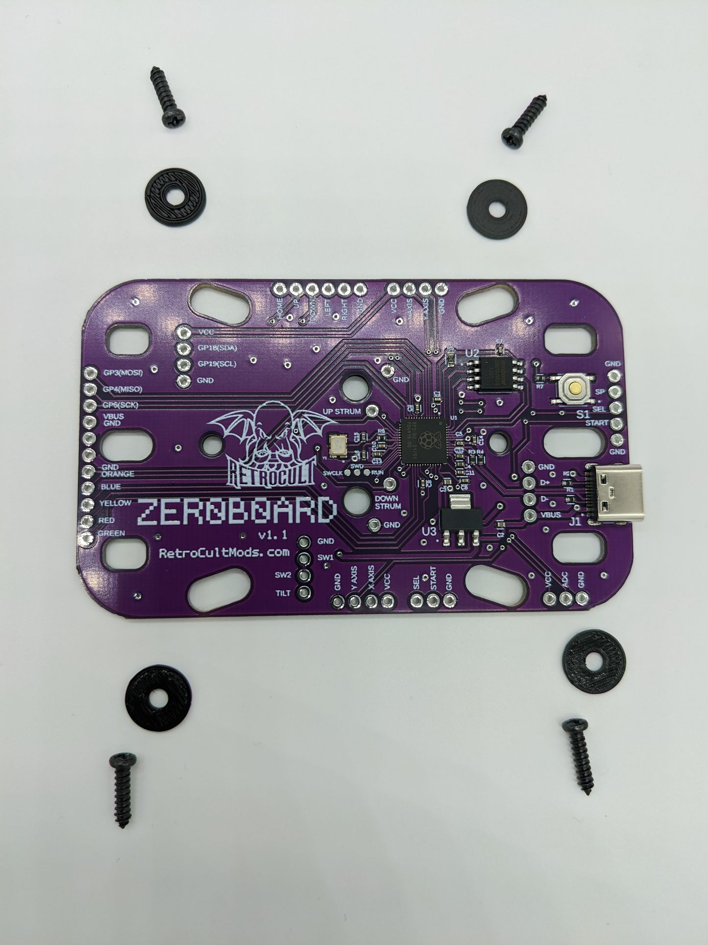 ZeroBoard - RP2040 Integrated Strumboard for Guitar Hero Controllers by RetroCultMods, no Pico required!
